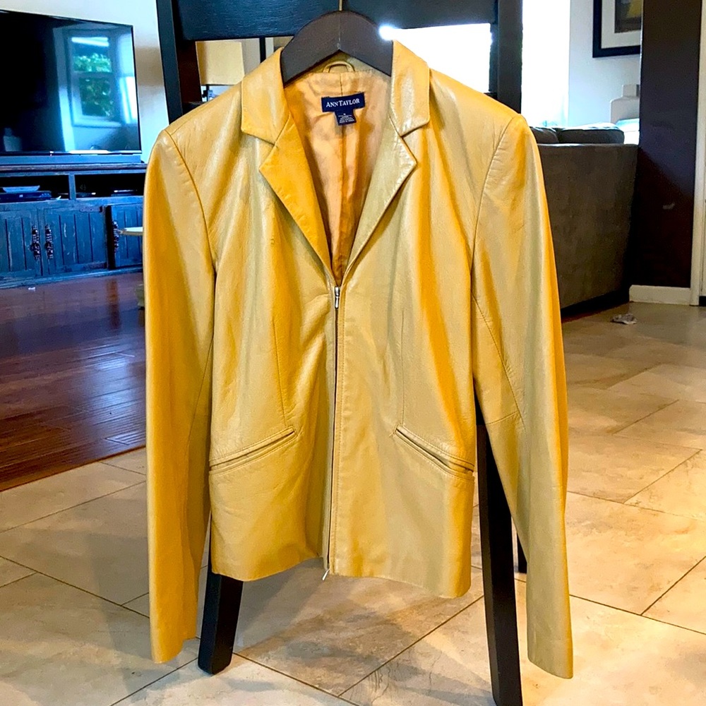 Vintage Ann Taylor Leather Blazer - Mustard color